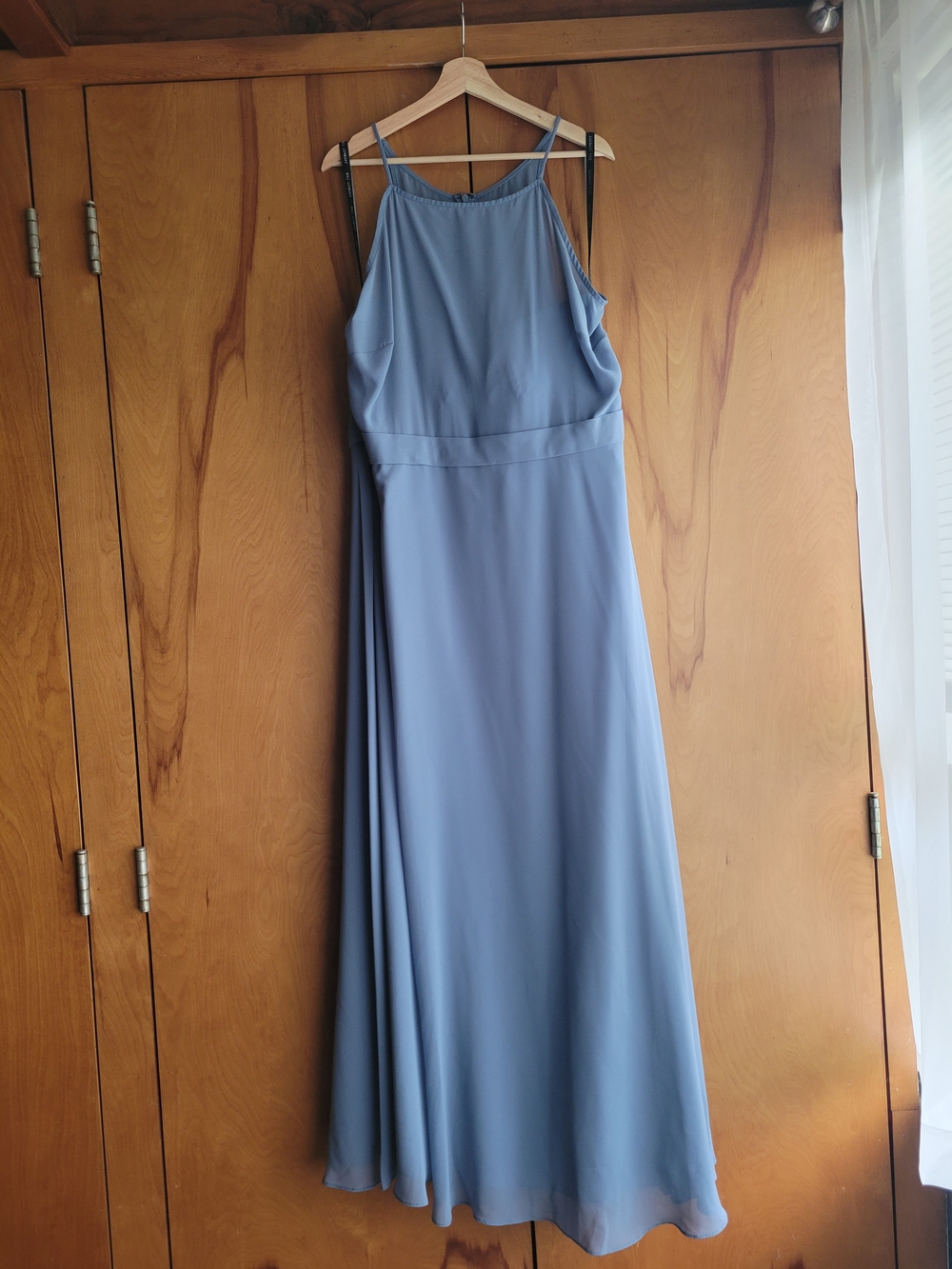 Bill Levkoff Dusty Blue Halter Maxi Dress